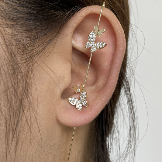 Rhinestone Butterfly Ear Cuff Stud