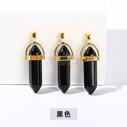 Colorful glass hexagonal column pendant