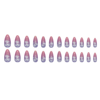 Dreamy Gradient Cloud Almond Fake Nails