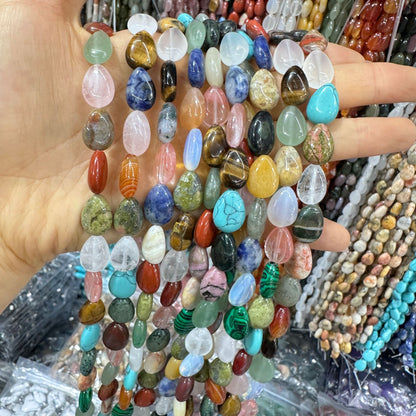 Crystal flat water drop 10*14MM 28pcs heterosexual loose beads