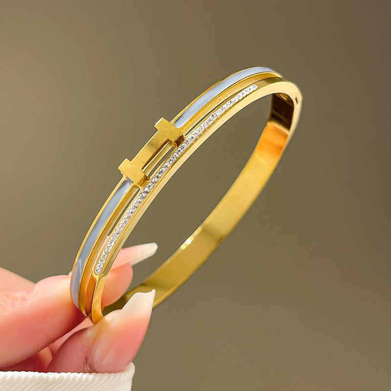 Four-leaf clover gypsy titanium steel bracelet