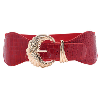 Elastic wide belt elastic pin buckle fashion