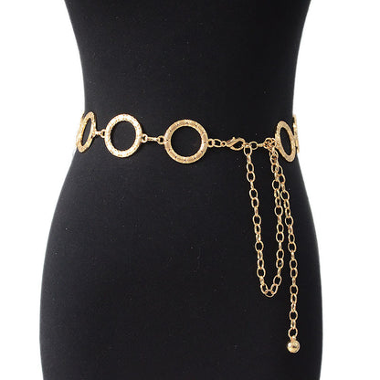 Pattern ring slim chain waist chain
