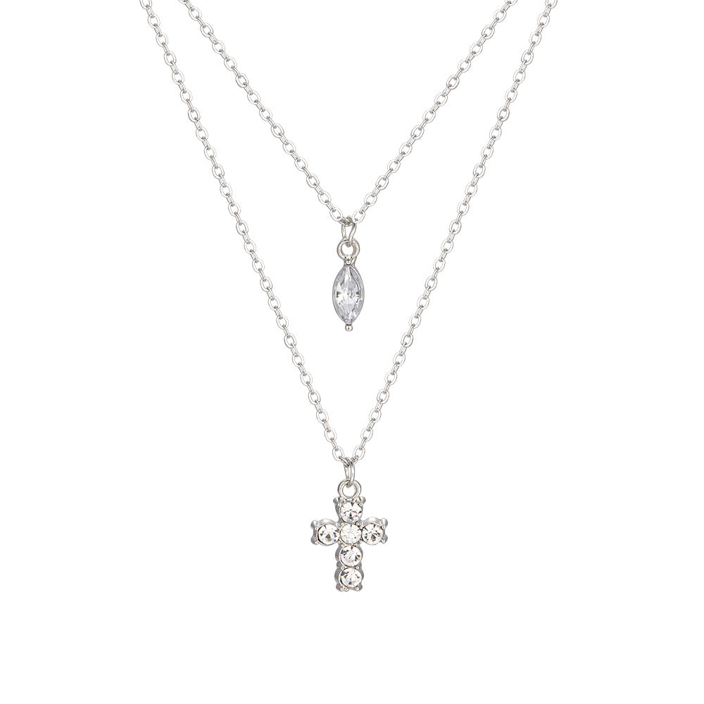 Cross teardrop pendant clavicle necklace
