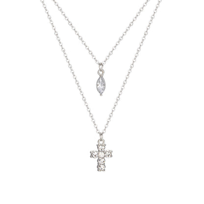 Cross teardrop pendant clavicle necklace