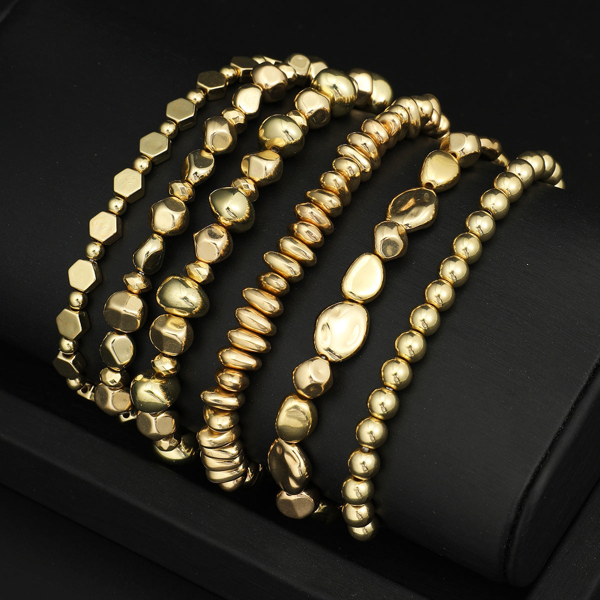 Gold CCB Beaded Bracelet Set