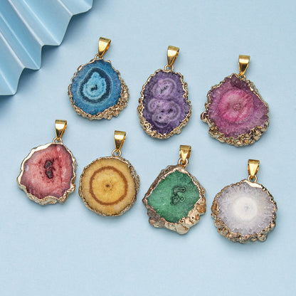 Pingente de ágata banhado a ouro cristal girassol ágata 