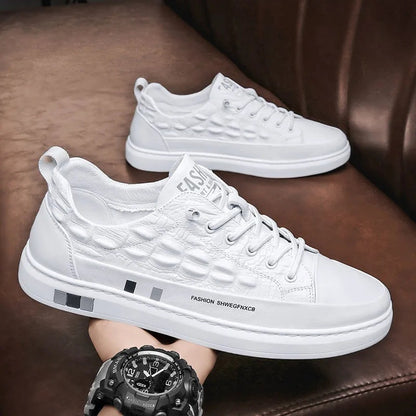 Crocodile Pattern White Sneakers