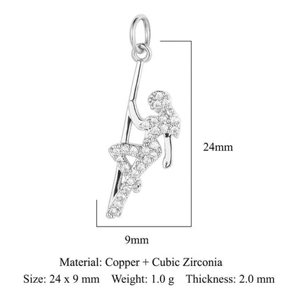 Crescent moon pentagram copper zircon pendant.