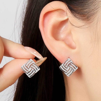 Copper inlaid 5A zircon French diamond stud earrings