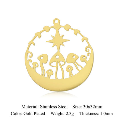 5 pcs/pack, mushroom flower titanium steel pendant.