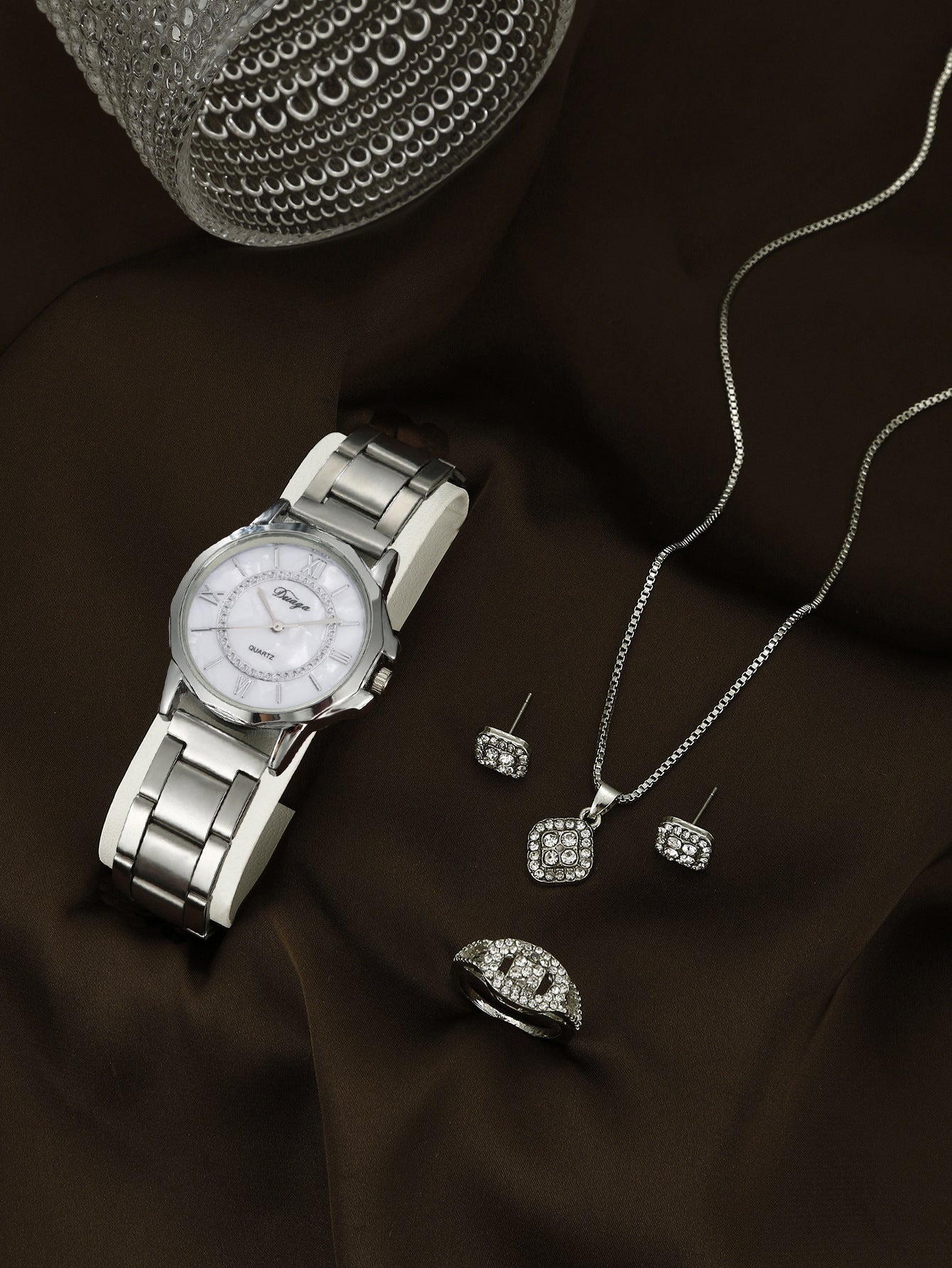 Quartz Watch Rhinestone Alloy Peacock Jewelry Set