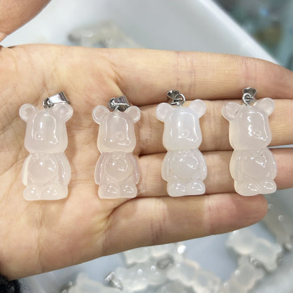 Pingente de ágata esculpida em cristal urso violento 