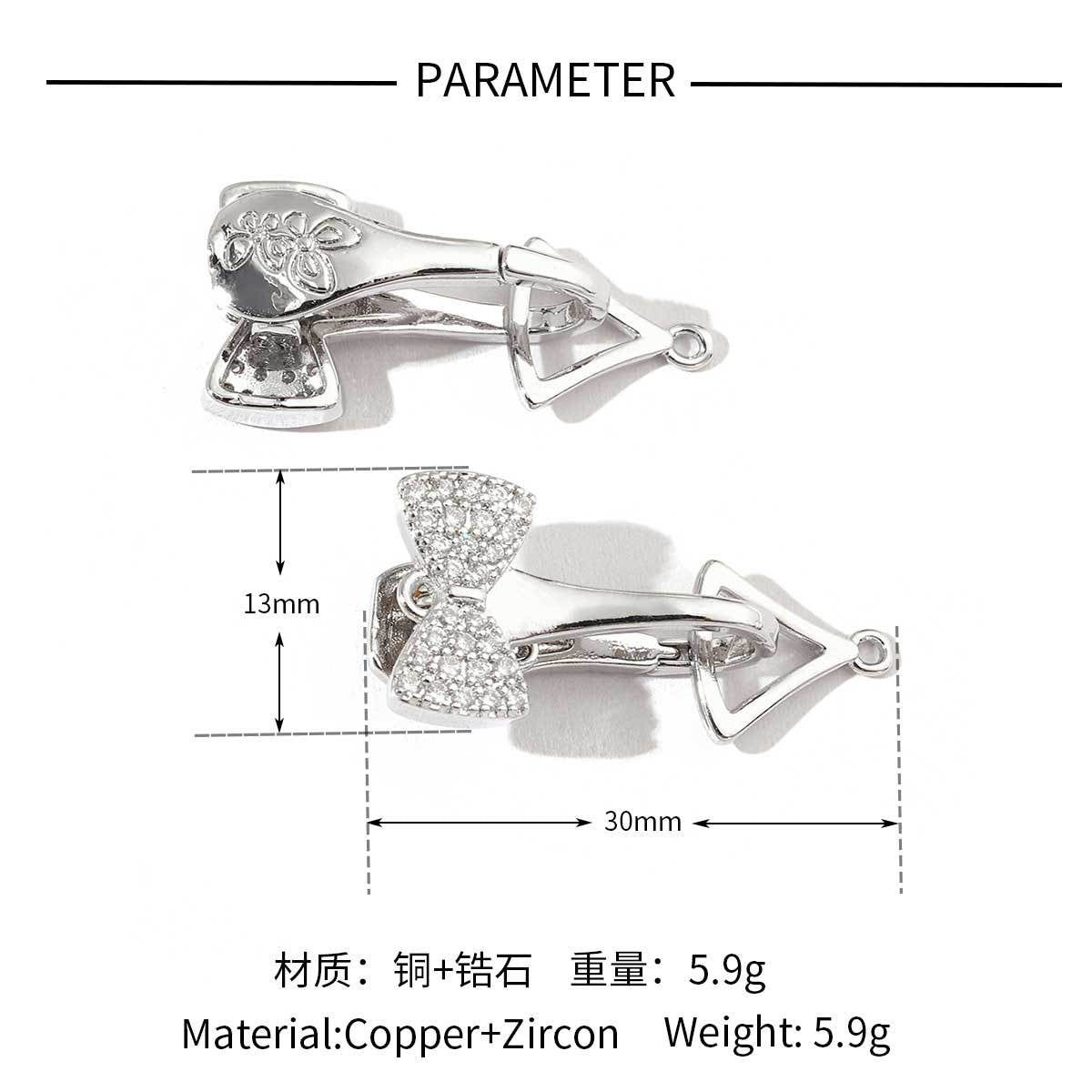 Flower shell copper zircon removable universal buckle