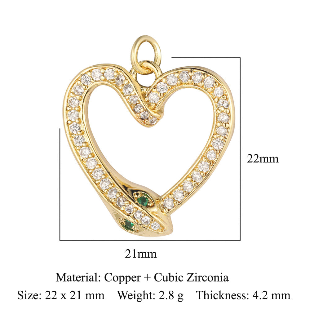 Copper zircon DIY animal necklace bracelet pendant