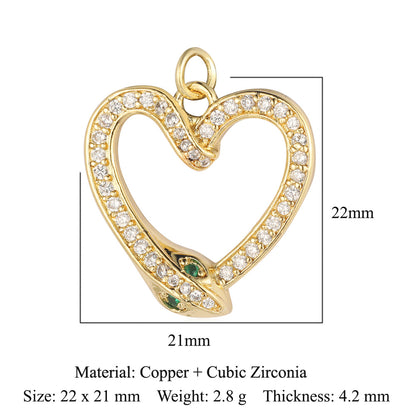 Copper zircon DIY animal necklace bracelet pendant