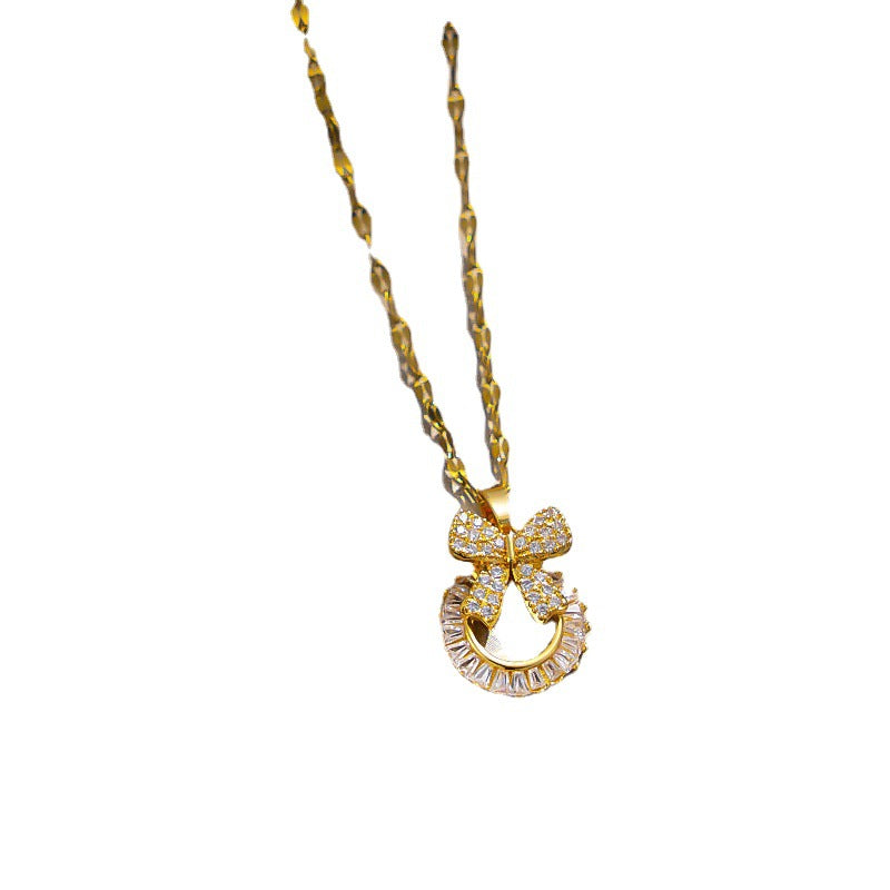 Colar de borboleta CZ banhado a ouro, elegante e exclusivo 