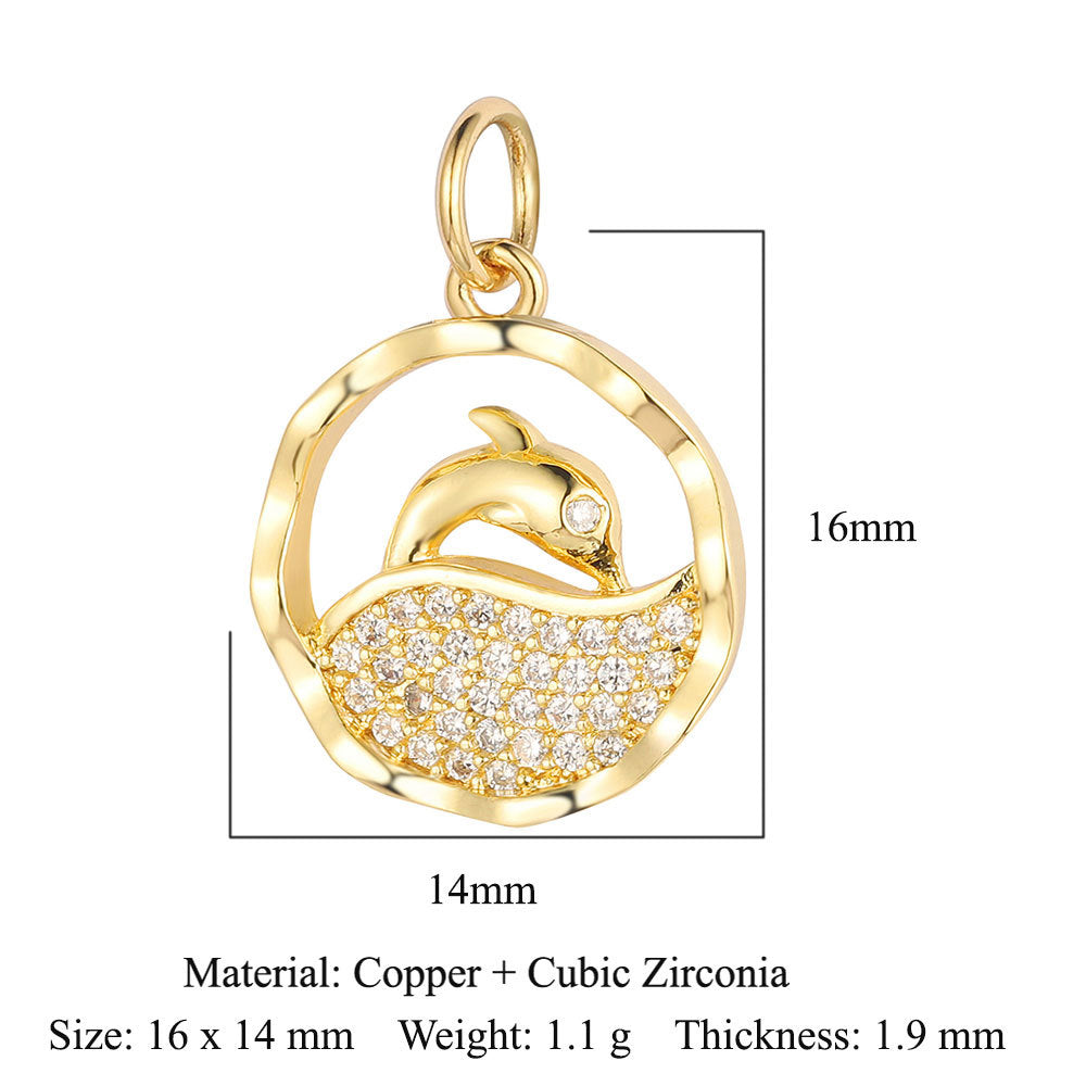 Copper zircon pendant, round ball beetle DIY.