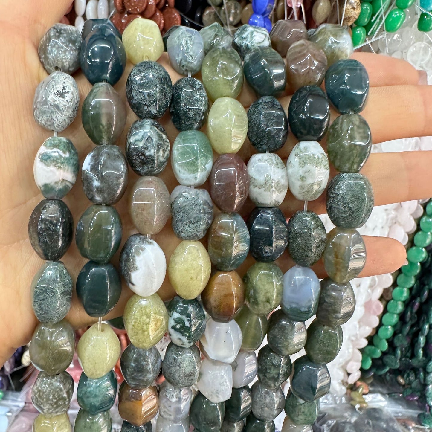 Cristal 28pcs contas de arroz hexagonais 10*14MM contas soltas 