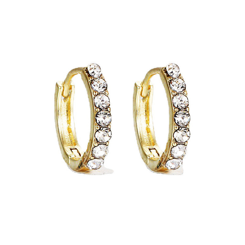 Rhinestone Round Gold Earrings