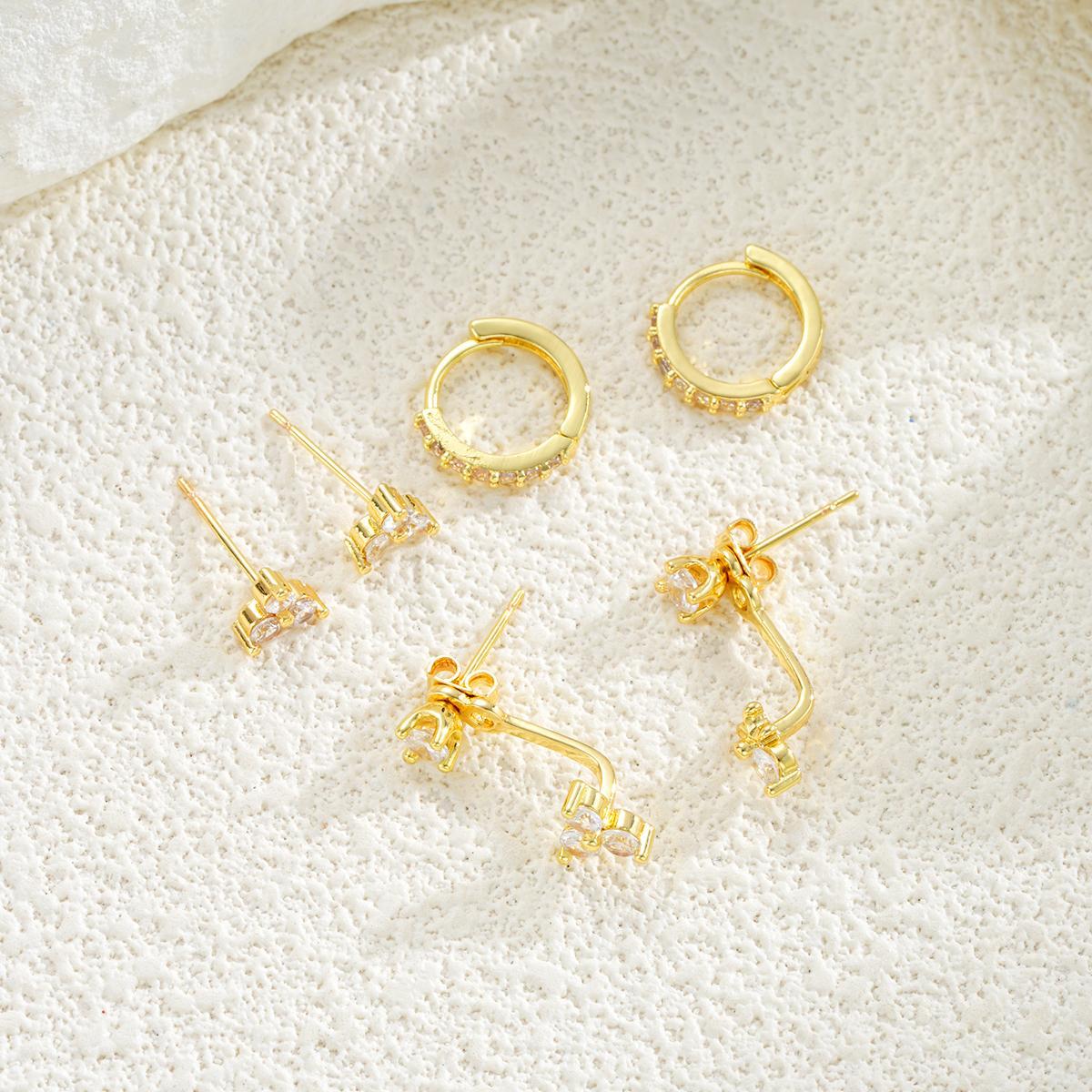 Diamond Zircon Hoop Earring Set (3-Piece)