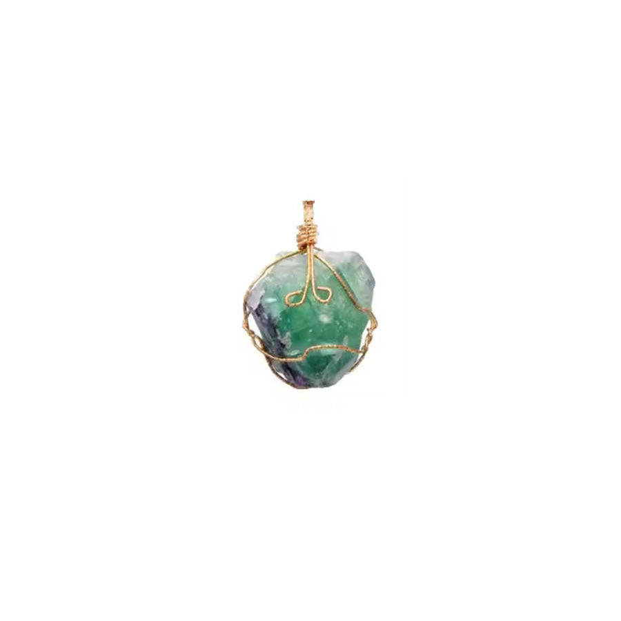 Hand-wound amorphous raw stone crystal wire pendant