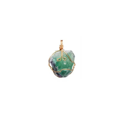 Hand-wound amorphous raw stone crystal wire pendant