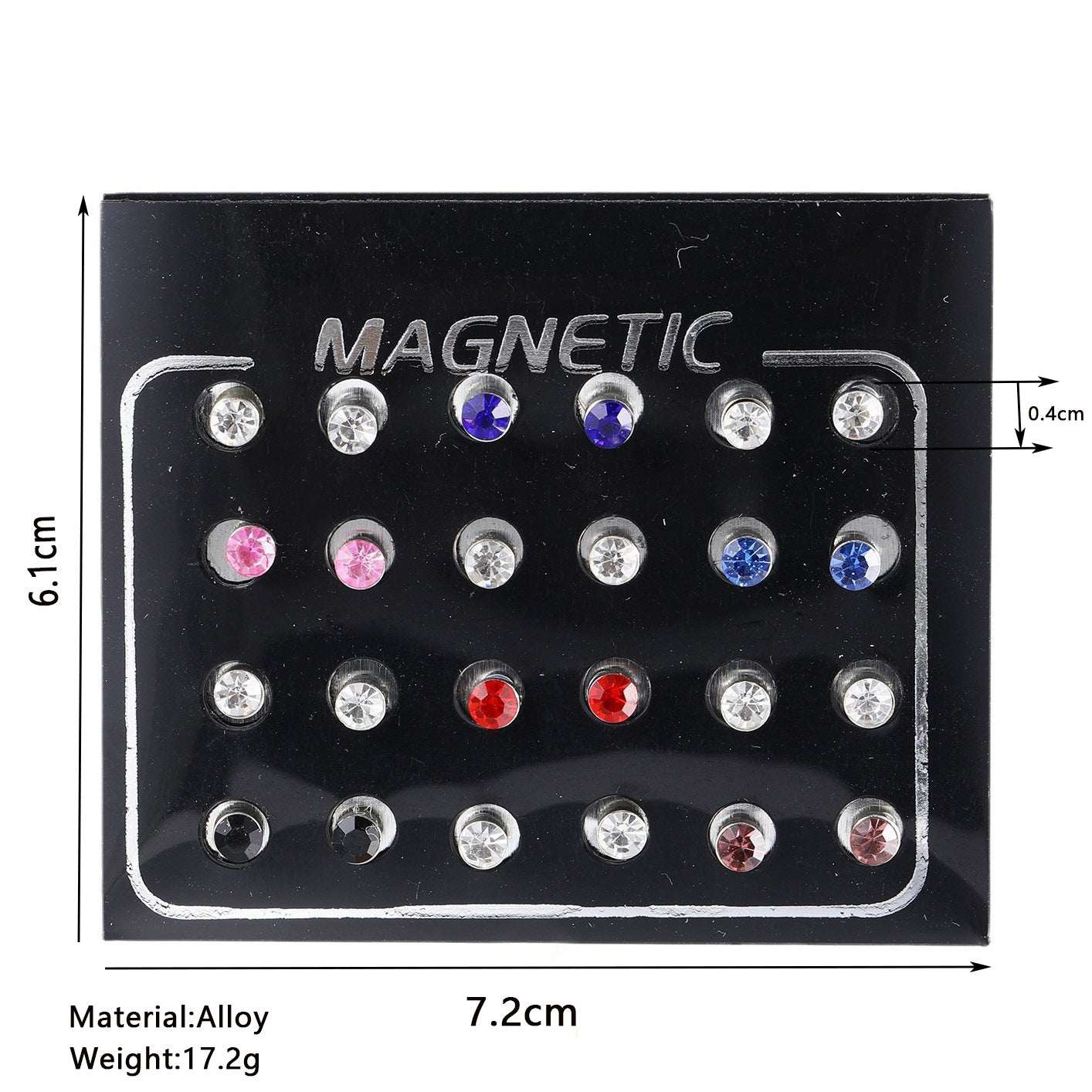 12-Pair Magnetic Crystal Stud Earring Set