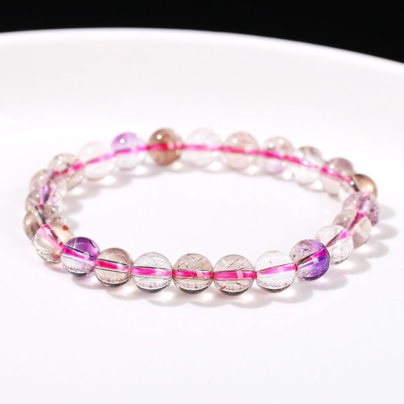 Pulsera de siete cristales transparentes de hielo natural 5A 