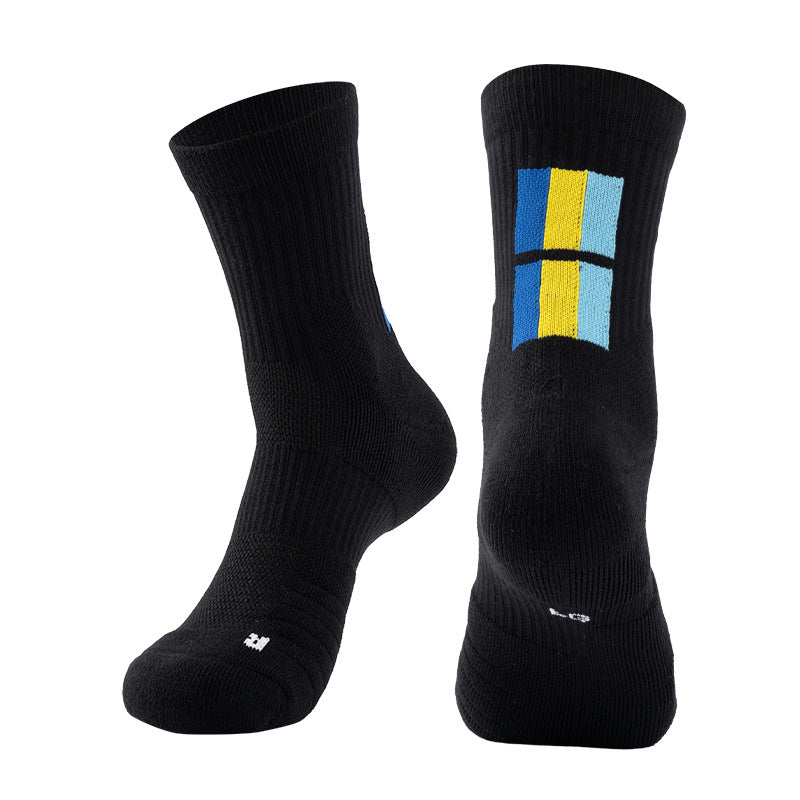 Adult Mid-Calf Gradient Basketball Socks Thick Sports Socks