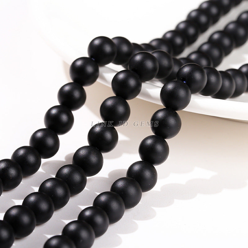 Frosted black agate loose beads