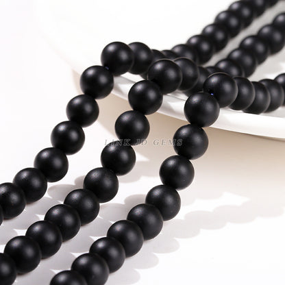 Frosted black agate loose beads