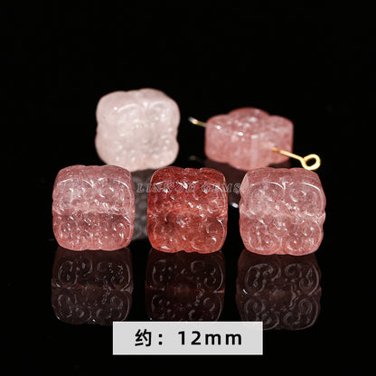 Gray Moonlight Pixiu Red Strawberry Crystal Pendant
