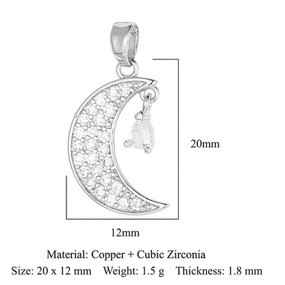 Colgante de cobre y circonita con forma de sol, luna y estrellas 