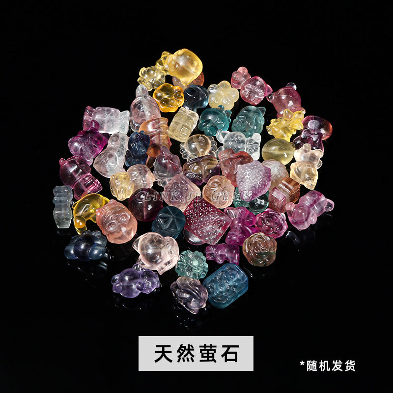 Crystal silver obsidian Hetian jade carving loose beads