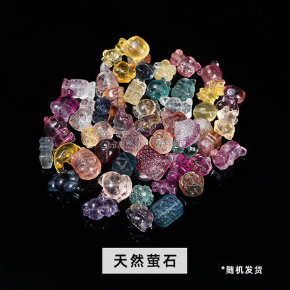 Crystal silver obsidian Hetian jade carving loose beads