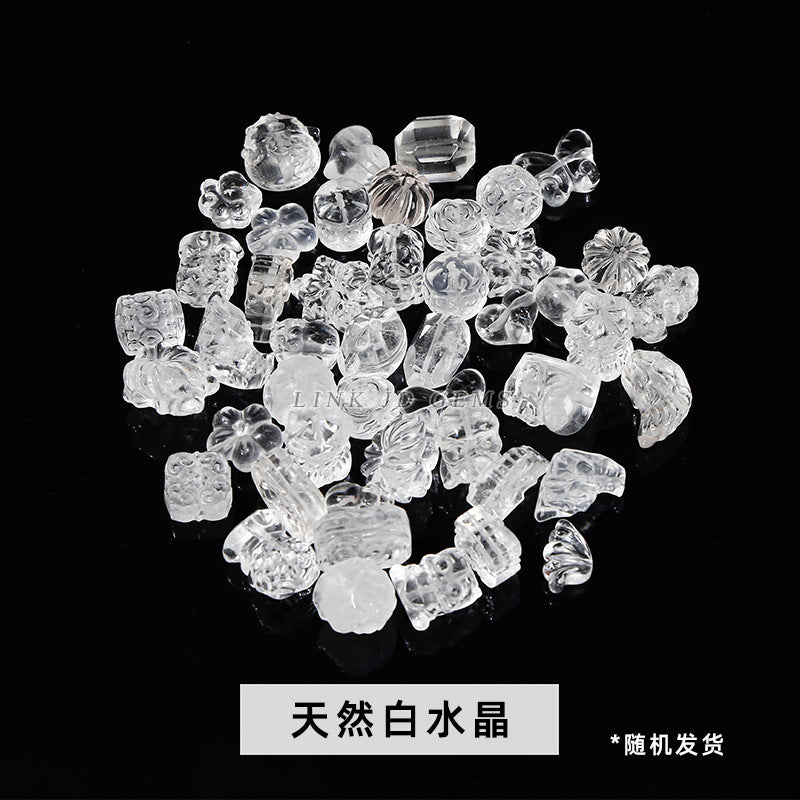 Crystal silver obsidian Hetian jade carving loose beads