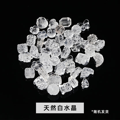 Crystal silver obsidian Hetian jade carving loose beads