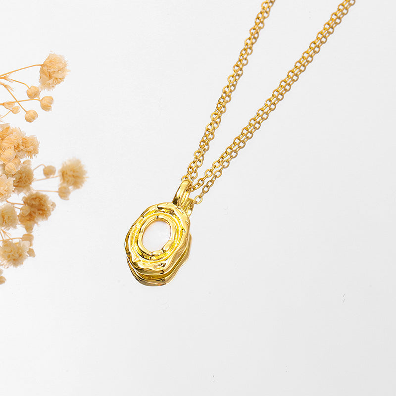 Women's White Fritillary Titanium Steel Clavicle Necklace