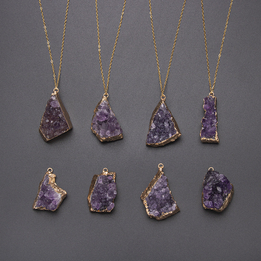 Crystal Pendant Cluster Colored Random Stone Amethyst