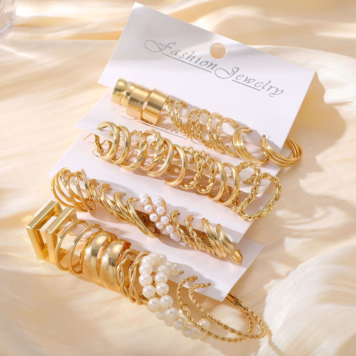 Twist Imitation Pearl Earring Set (24-Piece)