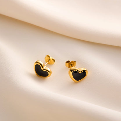 peach heart stud earrings