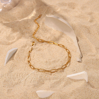 18K Gold Paper Clip Chain Anklet