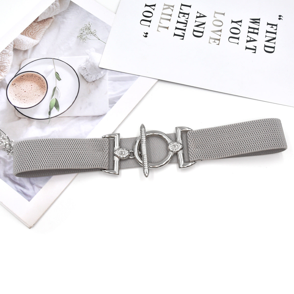 Hook buckle women's elastic belt