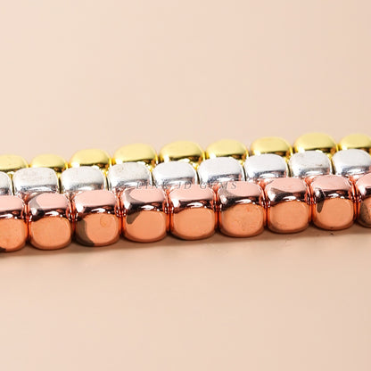 2/3/4 mm electroplated black gallstone rounded square loose beads