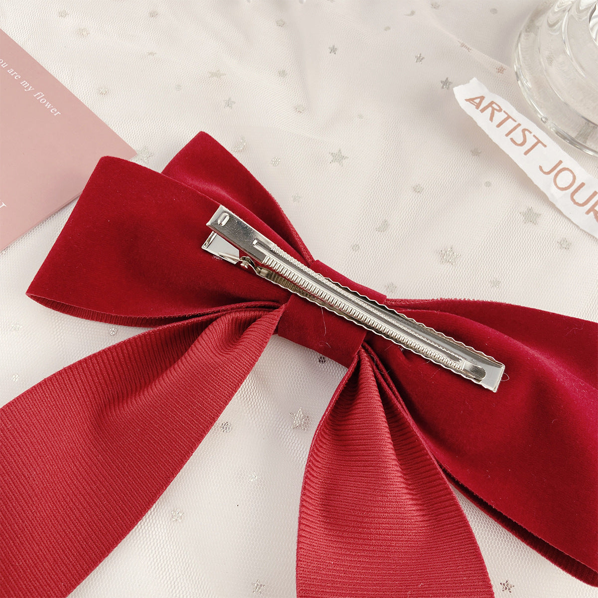 Burgundy Bow Wedding Hair Clip