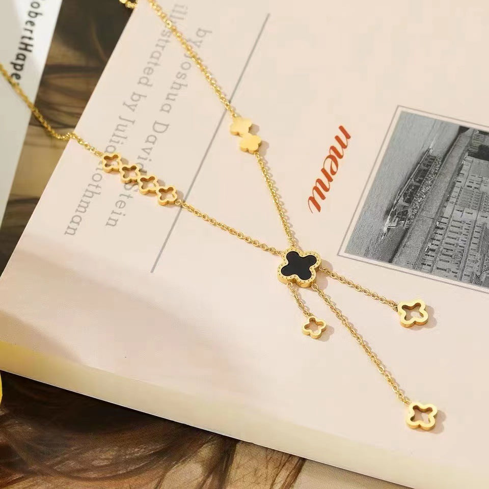 Chic Hollow Pendant Necklace with Tassel