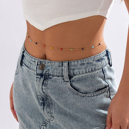 Bohemian Color Rice Bead Single Layer Fringed Waist Chain