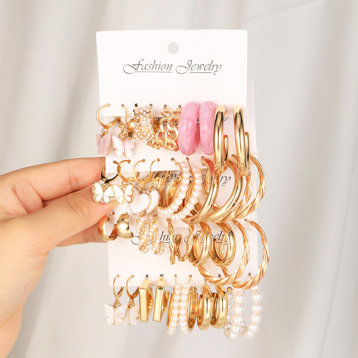 Butterfly Pearl Resin Earrings 20-Piece Set