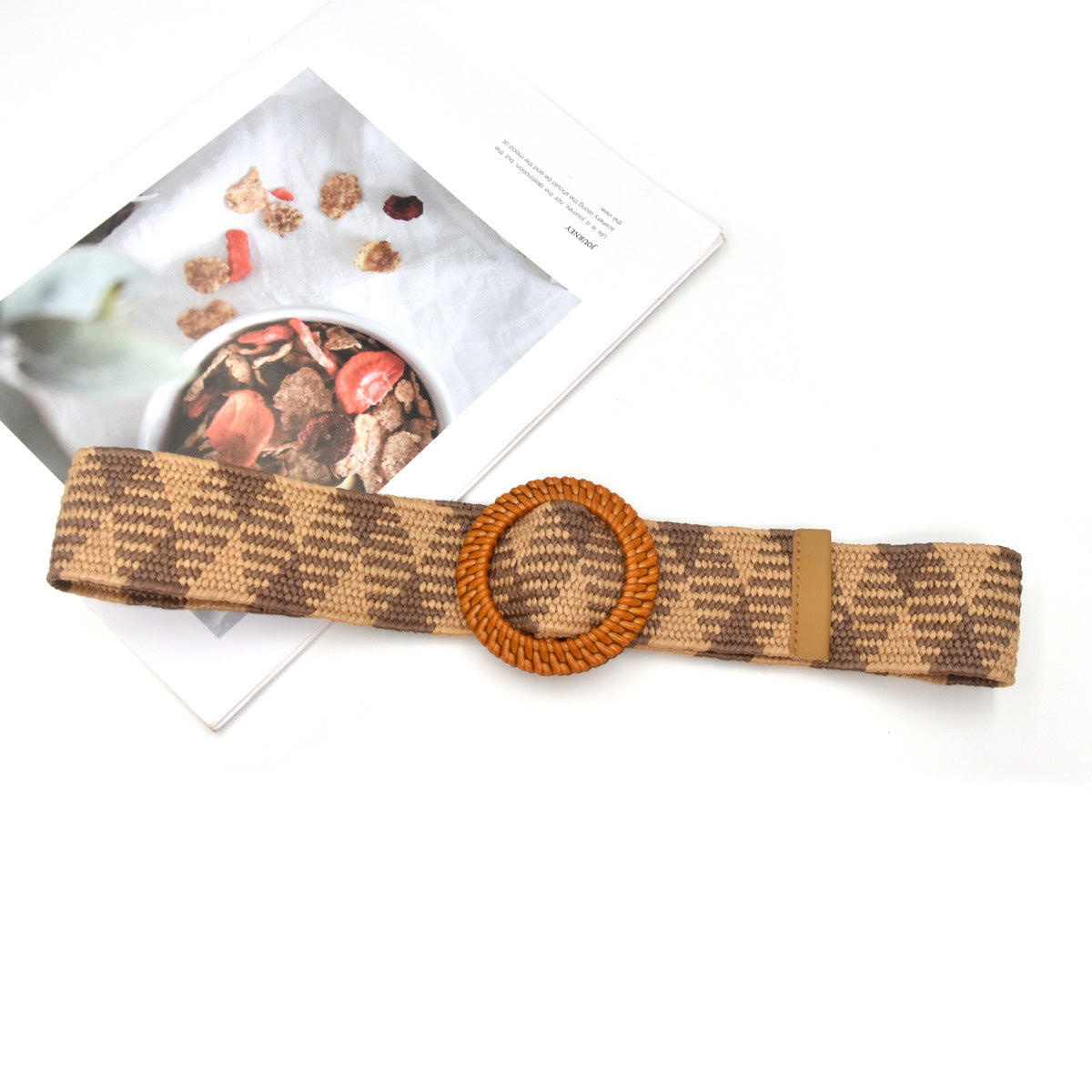 Cotton and linen elastic woven elastic belt